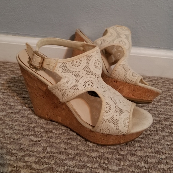 off white wedge heels